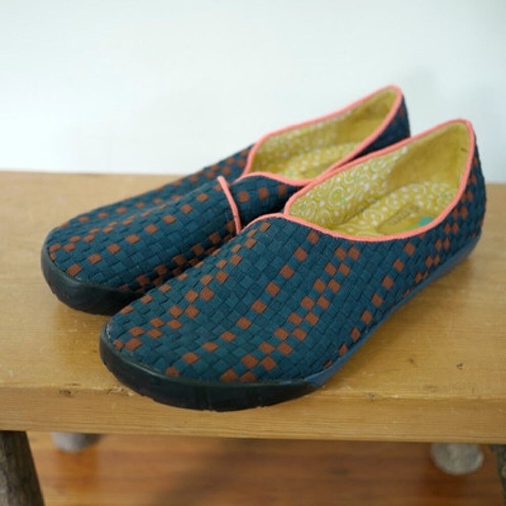 DIMMI Womens Explore Woven Teal VEGAN Slip On Walking Shoes Sneakers 9M 39.5